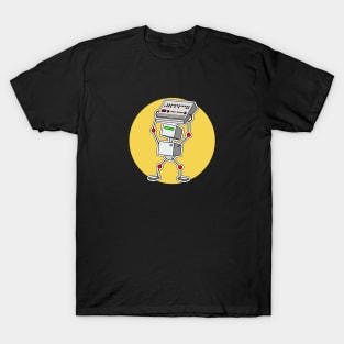 Robot Holding Drum Machine Yellow T-Shirt